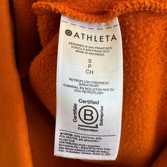 Athleta Retroplush Crewneck Sweatshirt, Orange, Size S - Picture 9 of 9